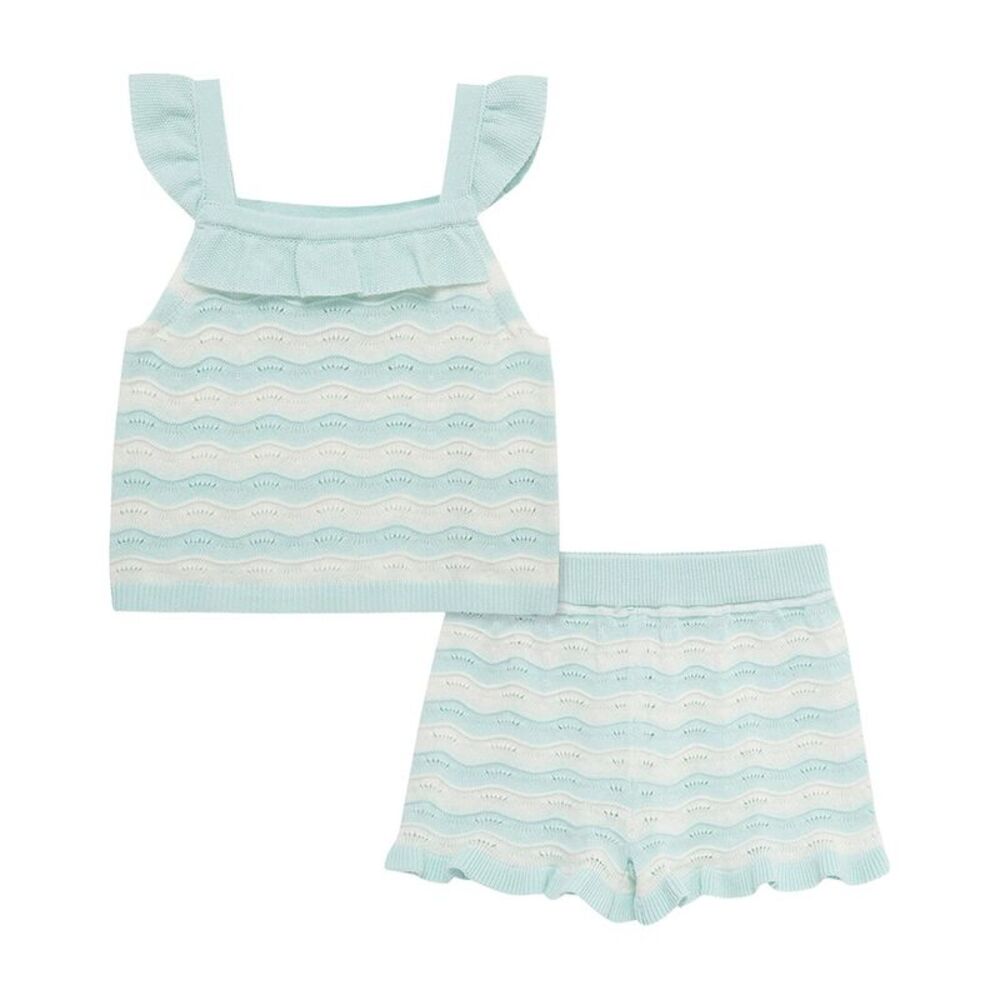 Little Me Girls  Aqua Pointelle Knit Set
